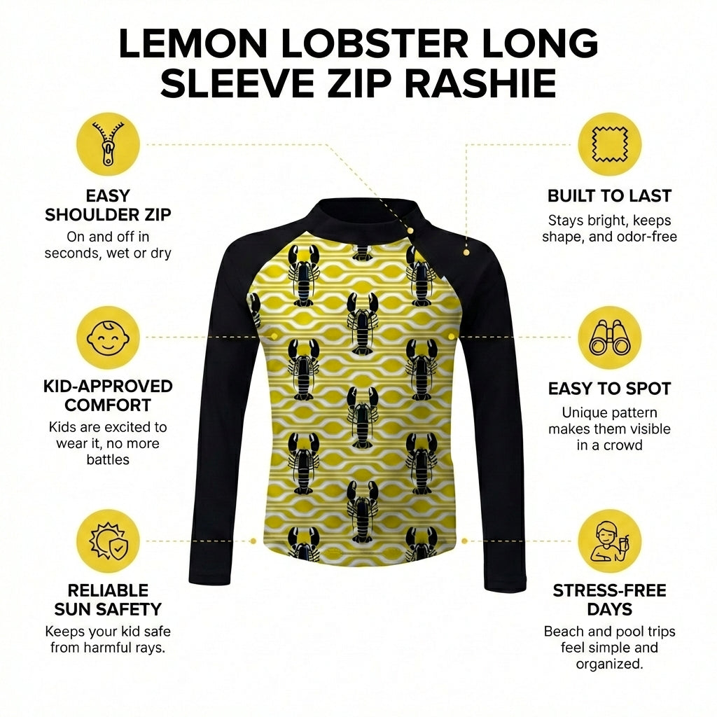 LEMON LOBSTER LONG SLEEVE ZIP RASHIE